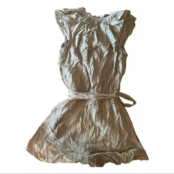 LOFT Petite XSP Clip-Dot Romper – Teal | Ruffle Sleeve, Belted, Lined - Picture 5 of 9